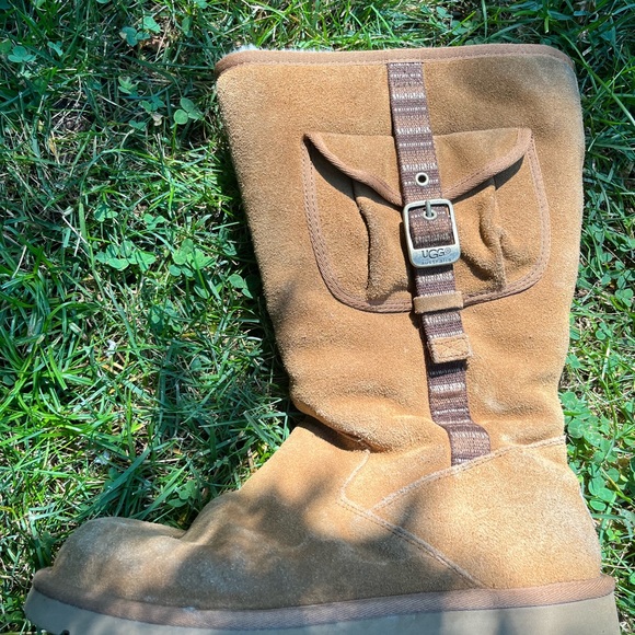 UGG Shoes Uggs Light Brown Suede Boot Wsherling Lined And Side